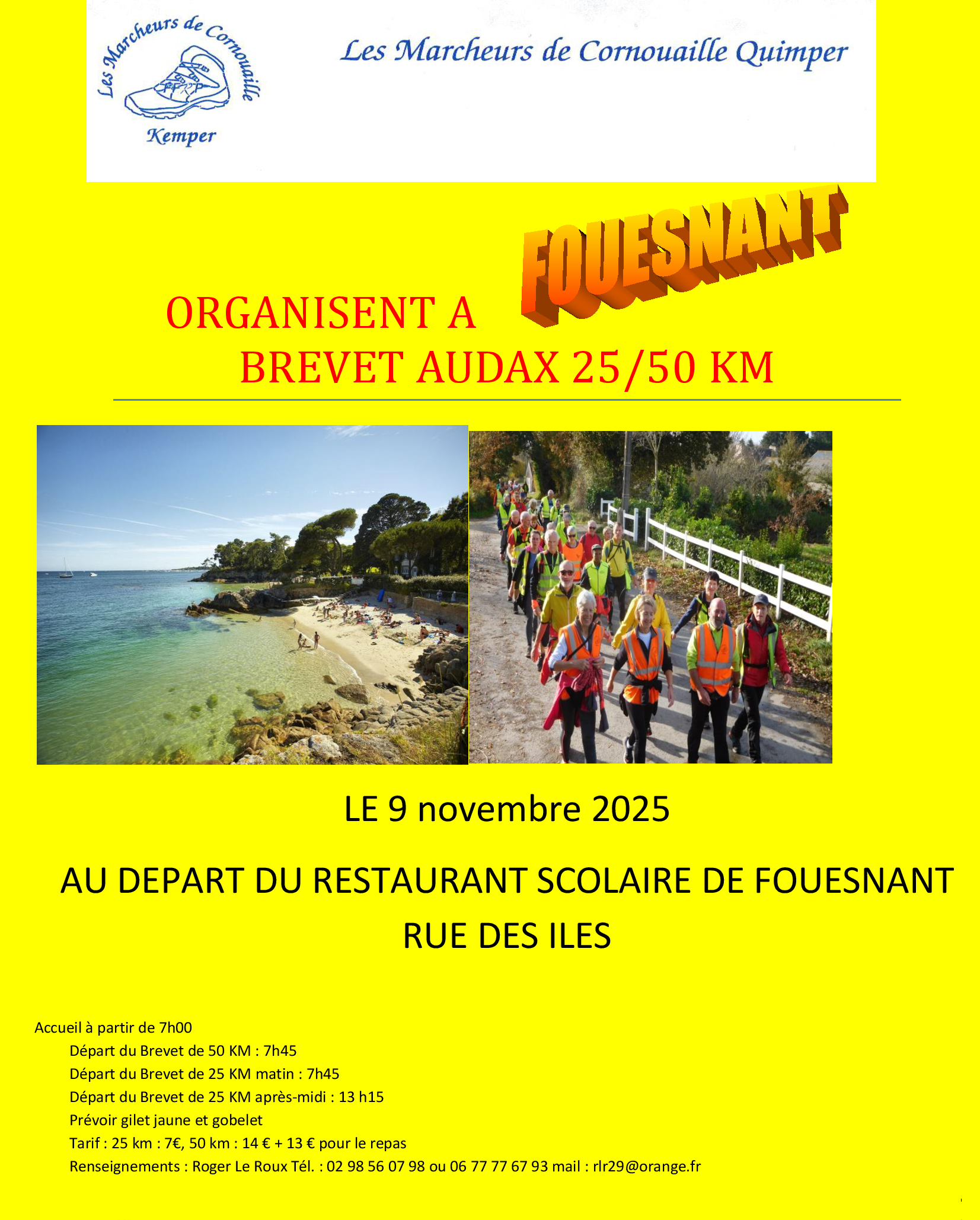 BREVET AUDAX 25K/50M - CLOHARS-FOUESNANT 10 NOVEMBRE 2024